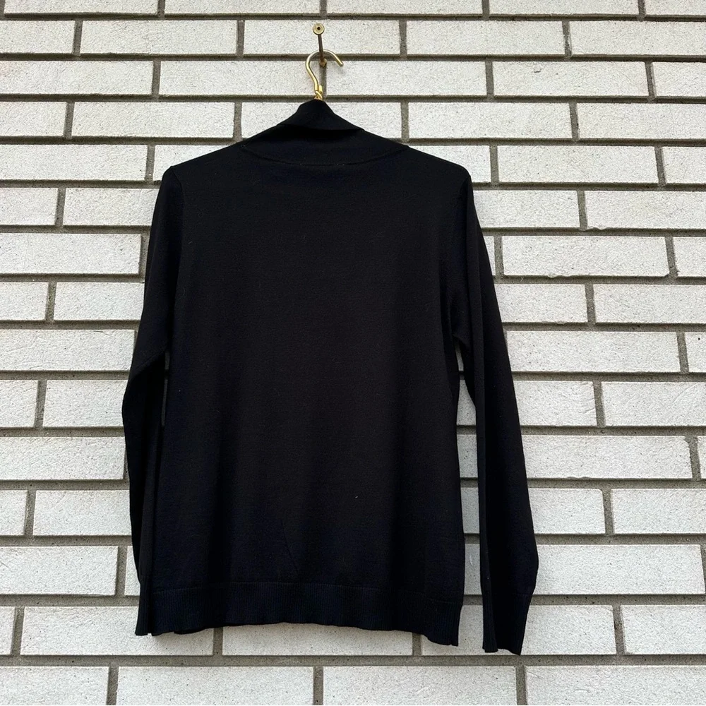 NWT Soft Surroundings Black Embroidered Turtleneck Sweater Metallic Floral Knit